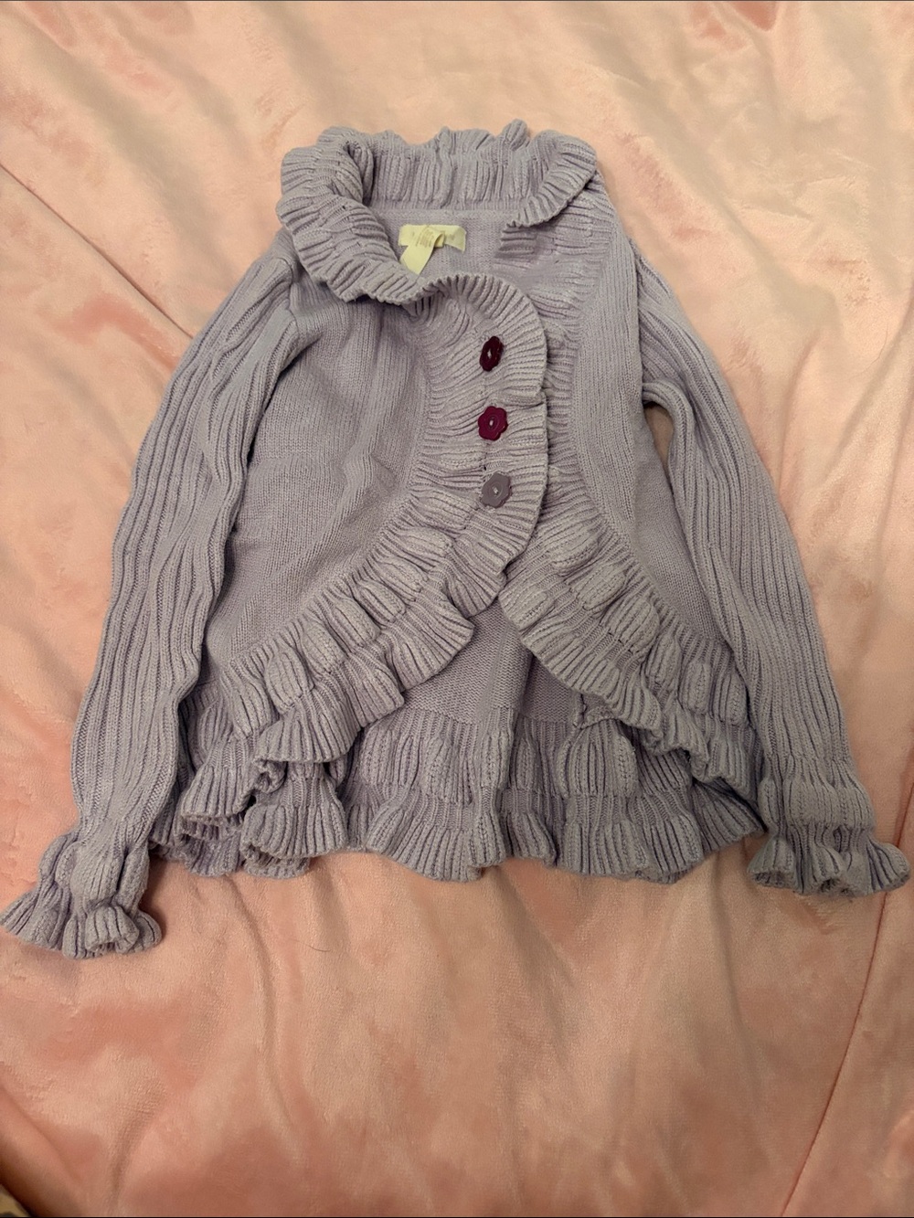Matilda Jane Lavender Ruffle Knit Cardigan Jacket